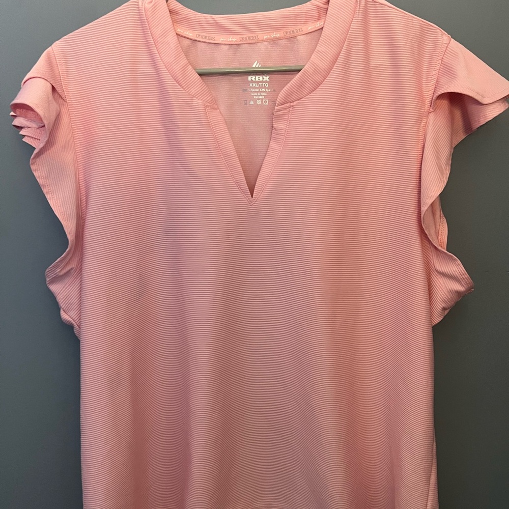 RBX Pink Flutter Sleeve Blouse with Mandarin Collar